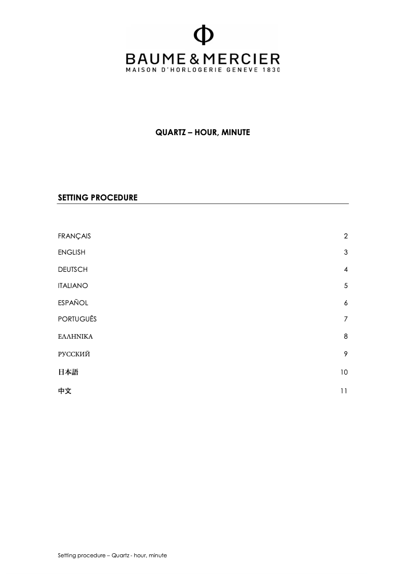 Page 1 de la notice Manuel utilisateur Baume & Mercier Promesse 10159