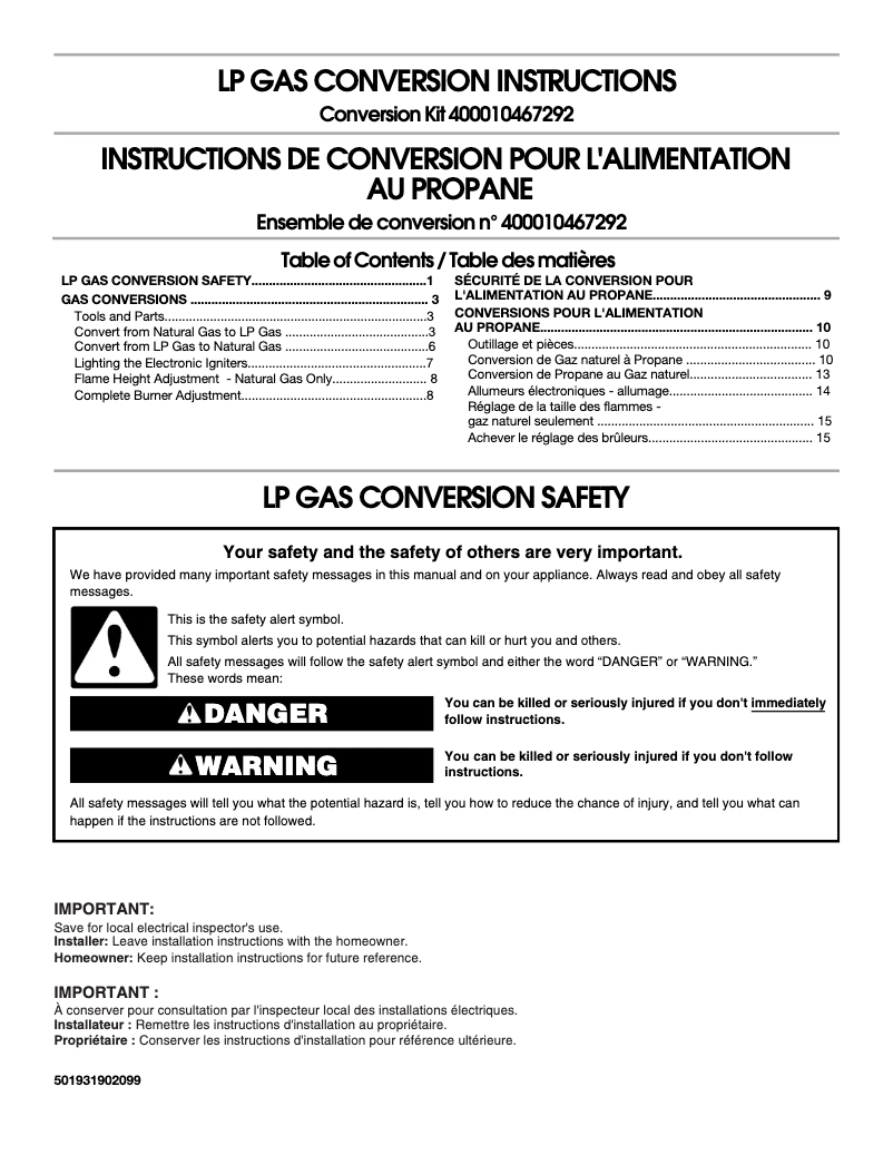 Page 1 de la notice Manuel utilisateur Whirlpool WCG52424AS