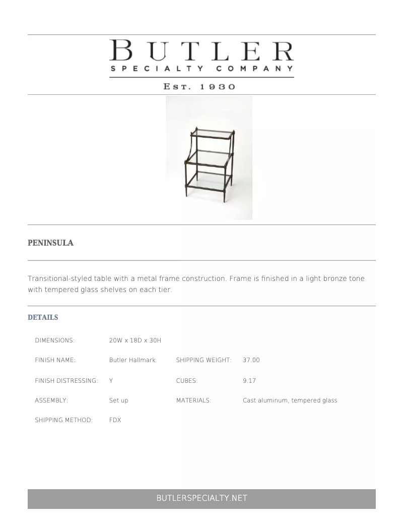 Page 1 de la notice Manuel utilisateur Butler Peninsula