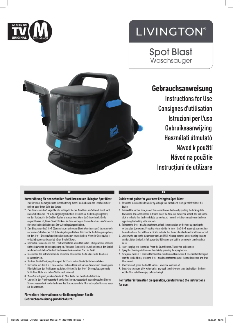 Página 1 del manual Manual de usuario Livington Spot Blast