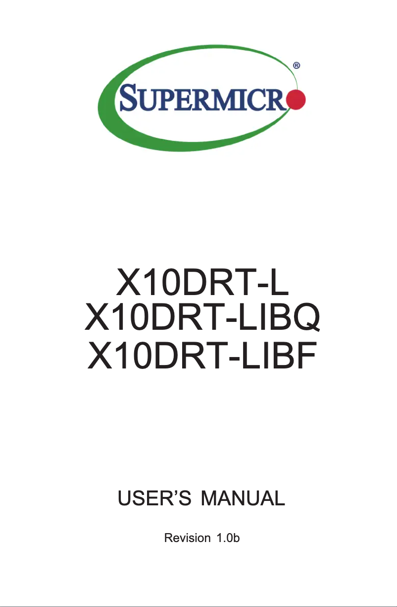 Page 1 de la notice Manuel utilisateur Supermicro X10DRT-L