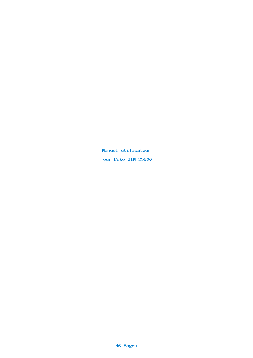 Page 1 de la notice Manuel utilisateur Beko OIM 25900