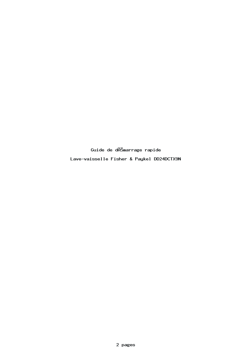 Page 1 de la notice Guide de démarrage rapide Fisher & Paykel DD24DCTX9N