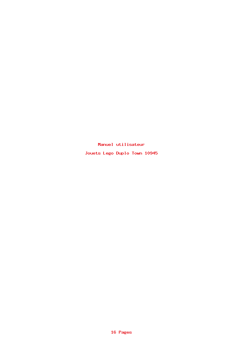 Page 1 de la notice Manuel utilisateur Lego Duplo Town 10945