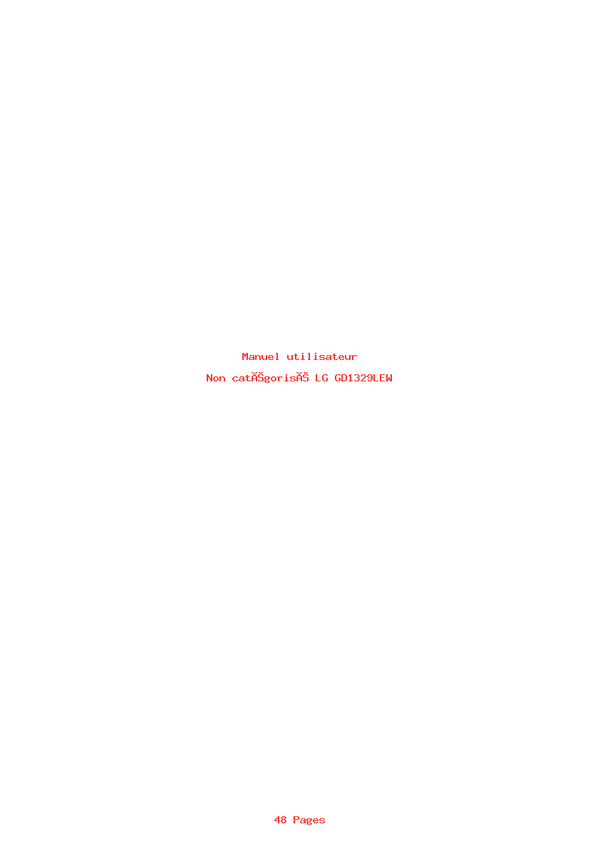 Page 1 de la notice Manuel utilisateur LG GD1329LEW