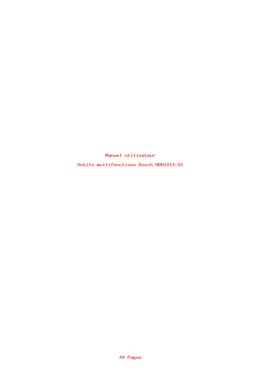 Page 1 de la notice Manuel utilisateur Bosch HDH181X-01