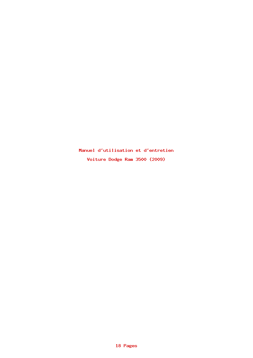 Page 1 de la notice Manuel d'utilisation et d'entretien Dodge Ram 3500 (2009)
