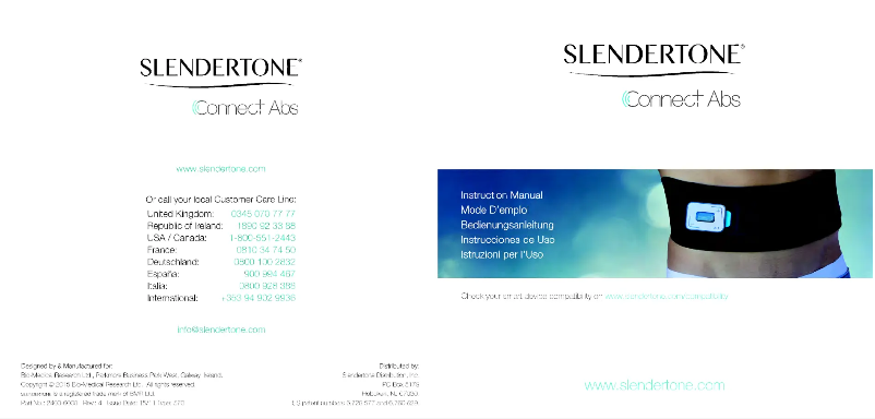 Page 1 de la notice Manuel utilisateur Slendertone Connect Abs