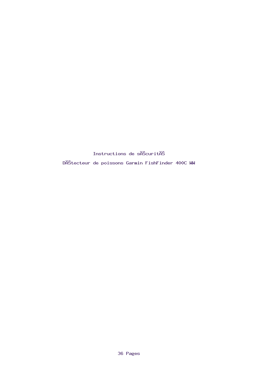 Image de la première page du manuel de l'appareil FishFinder 400C WW
