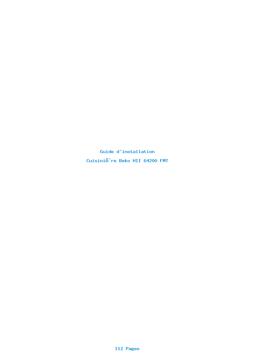 Page 1 de la notice Guide d'installation Beko HII 64200 FMT