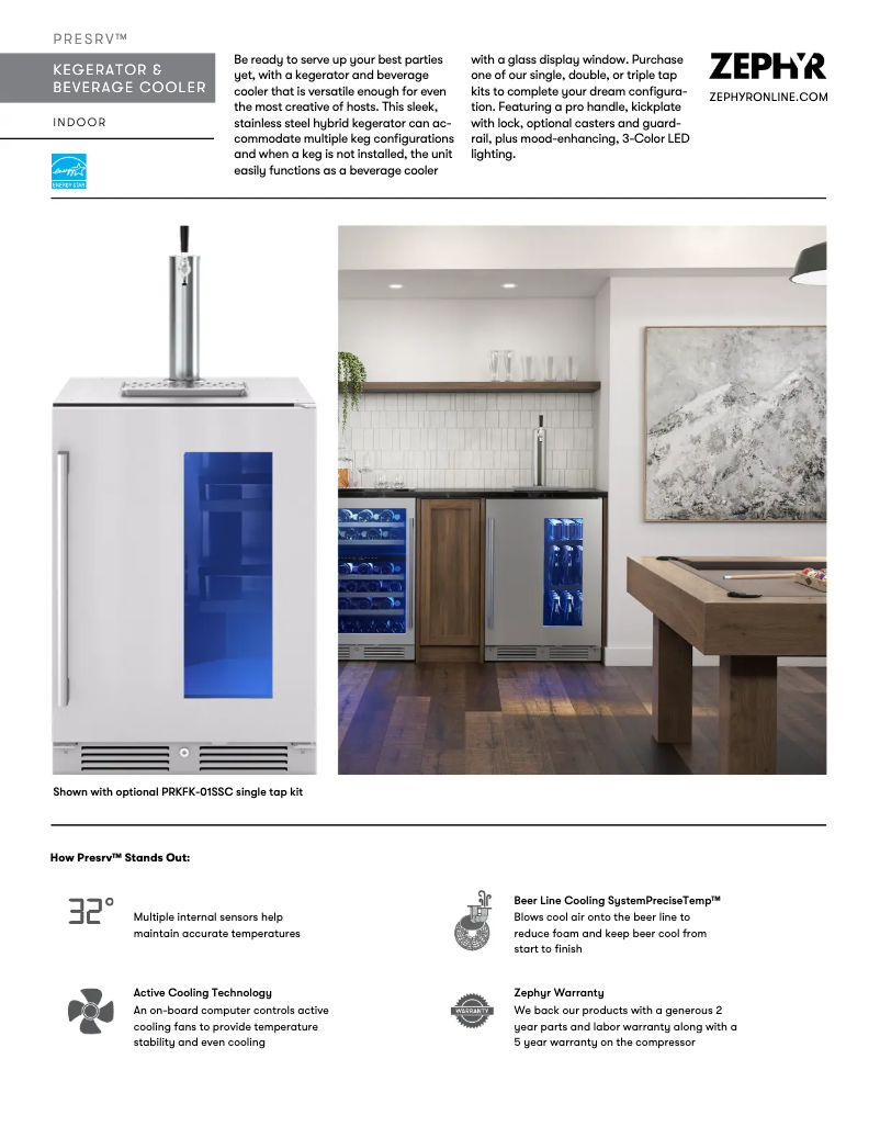 Página 1 del manual Ficha técnica Zephyr Presrv PRKB24C01AG