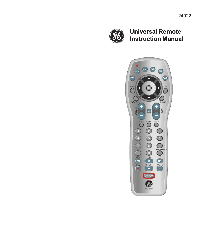 Page 1 de la notice Manuel utilisateur GE 24922