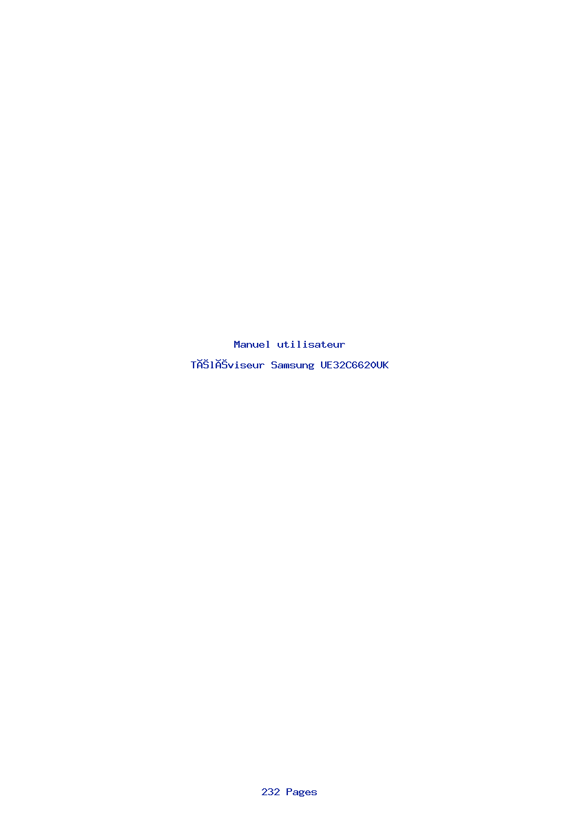 Page 1 de la notice Manuel utilisateur Samsung UE32C6620UK