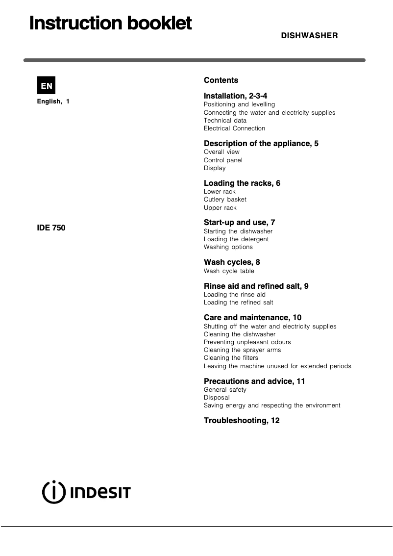 Image de la première page du manuel de l'appareil DE 75