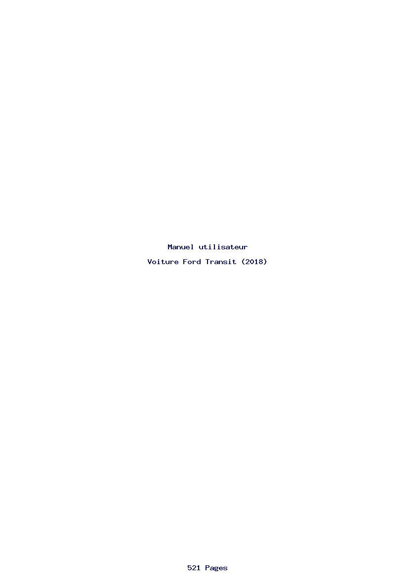 Page 1 de la notice Manuel utilisateur Ford Transit (2018)