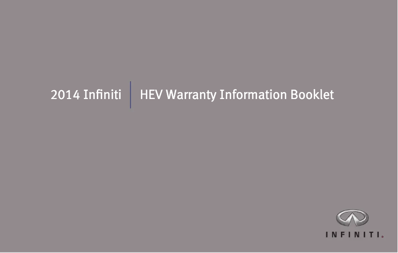 Page 1 de la notice Informations de garantie Infiniti Q50 Hybrid (2014)