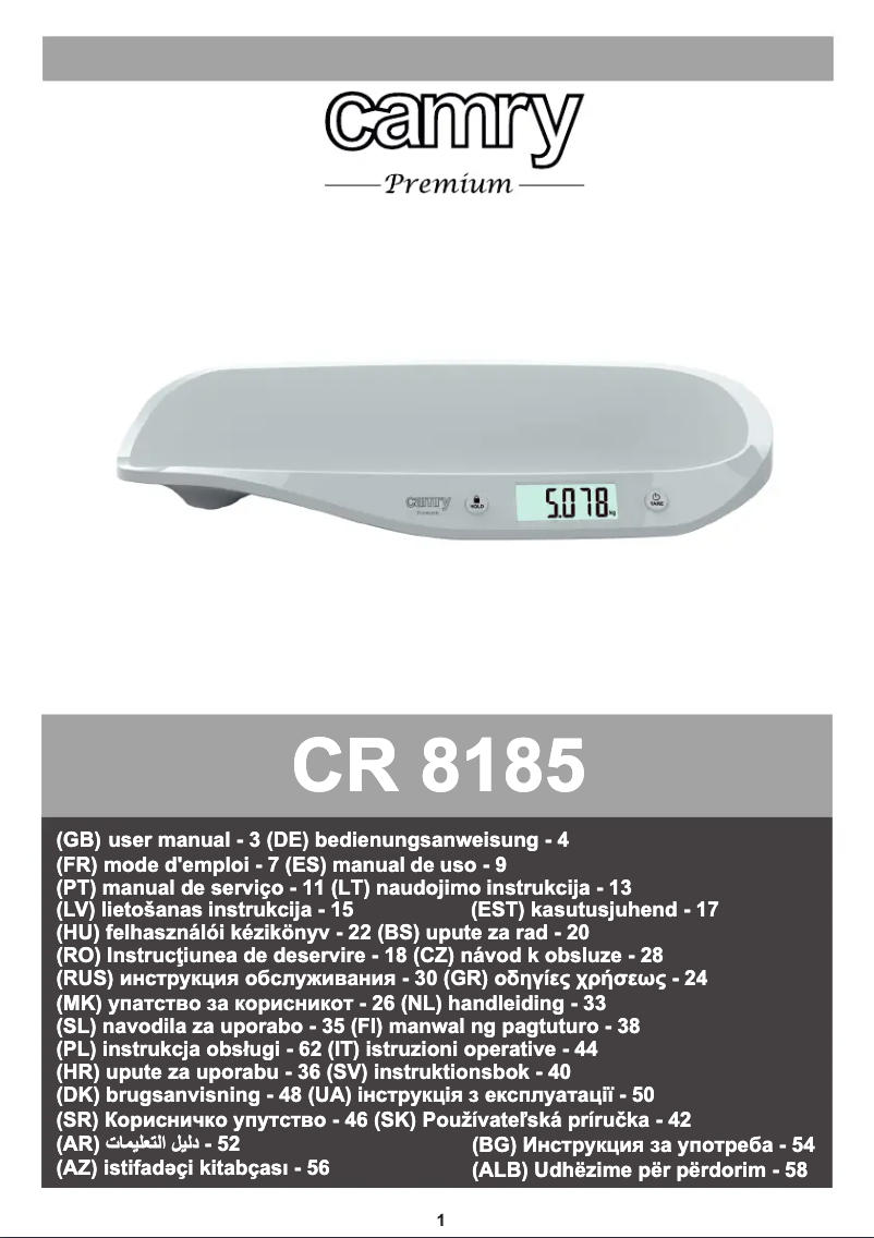 Page 1 de la notice Manuel utilisateur Camry CR 8185