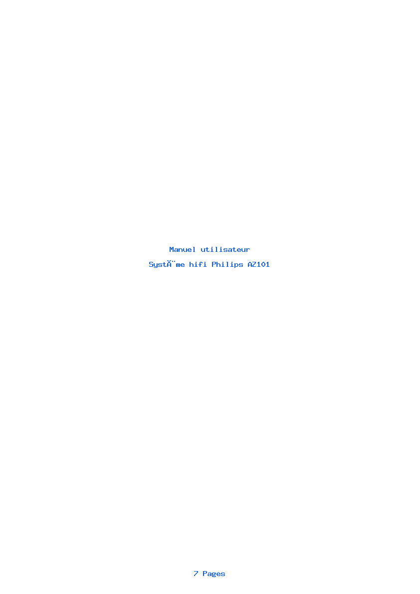 Page 1 de la notice Manuel utilisateur Philips AZ101