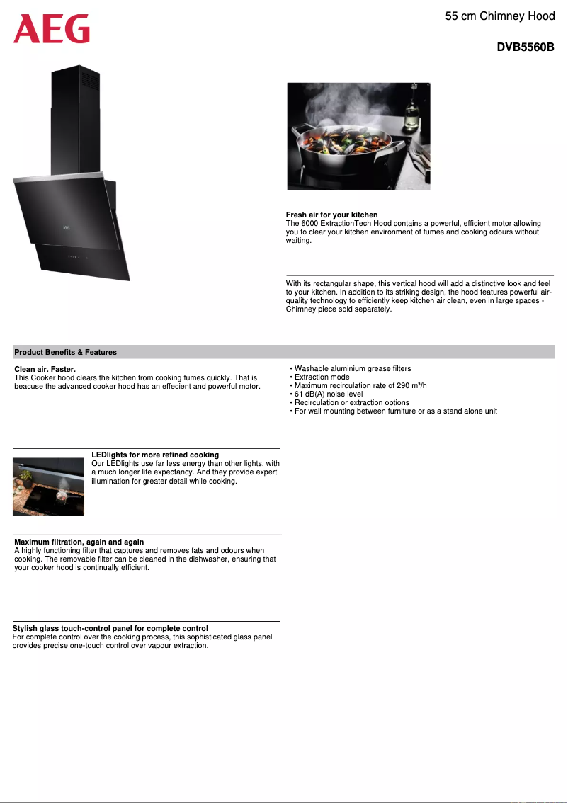 Page 1 de la notice Fiche technique AEG DVB5560B