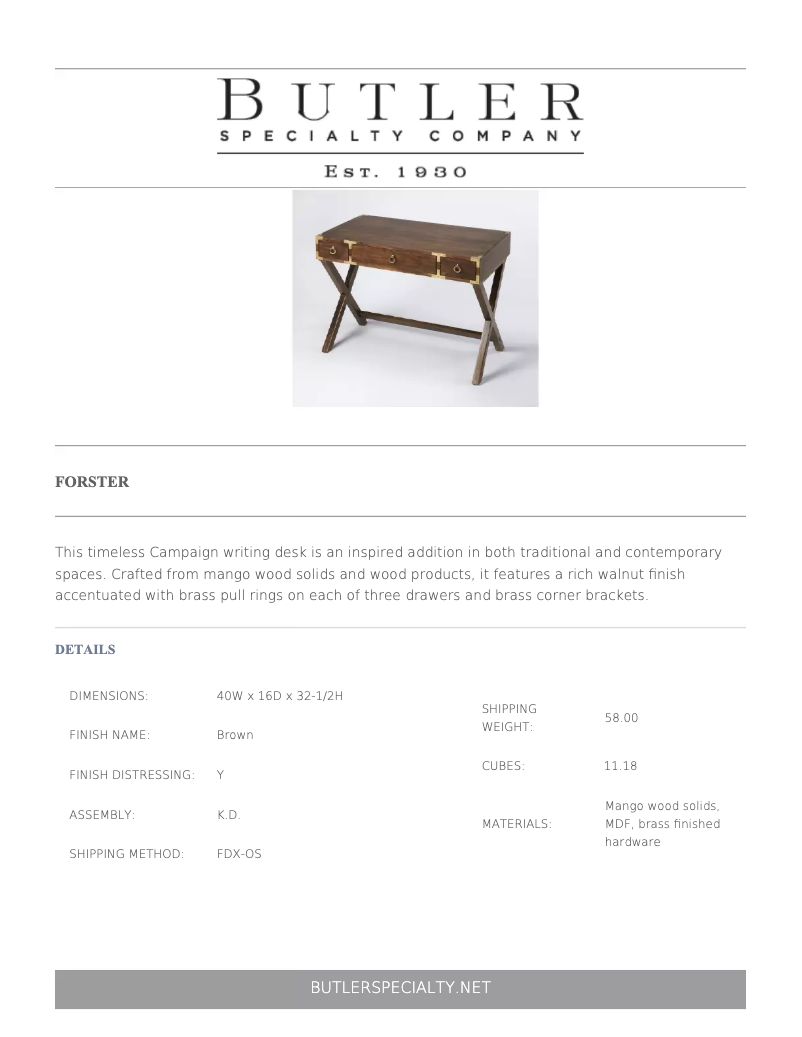 Page 1 de la notice Manuel utilisateur Butler Forster 9341354