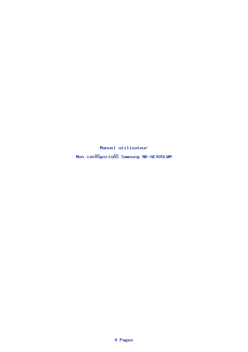 Page 1 de la notice Manuel utilisateur Samsung NK-AE905LWM