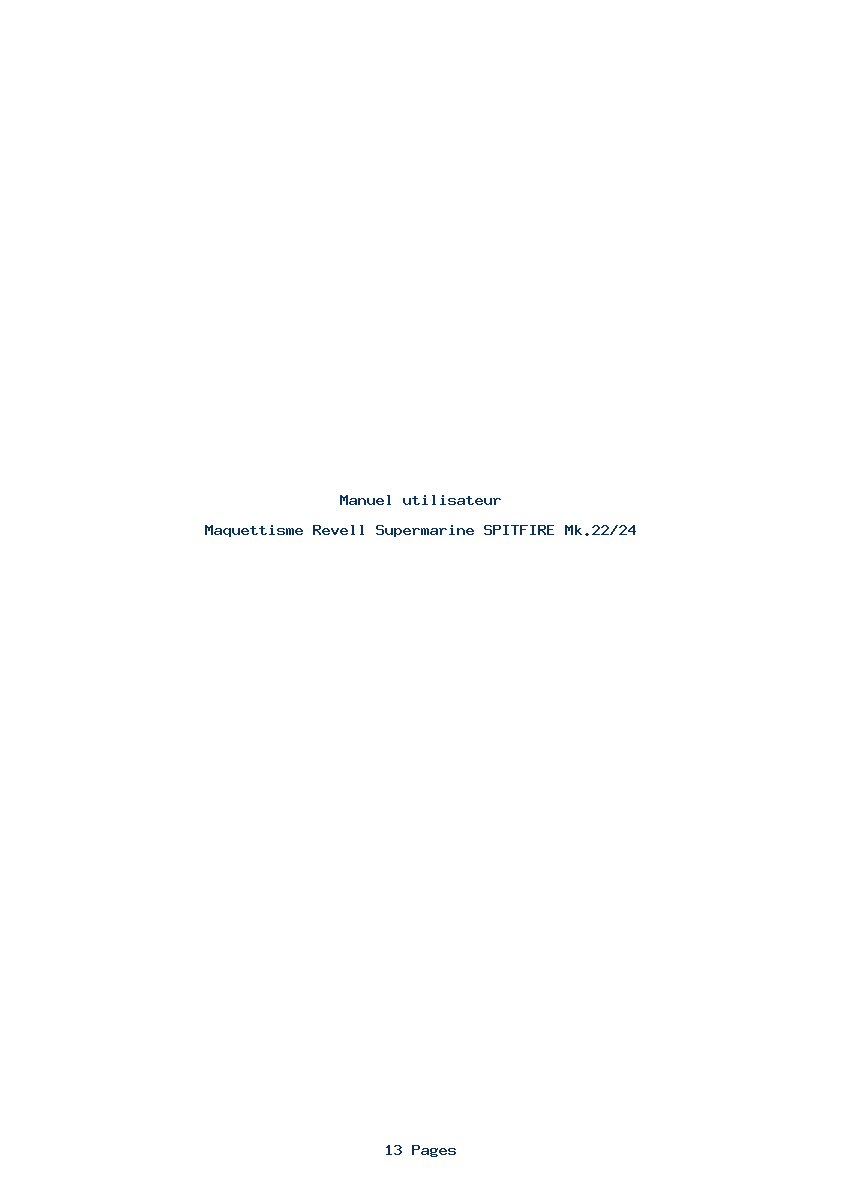 Page 1 de la notice Manuel utilisateur Revell Supermarine SPITFIRE Mk.22/24