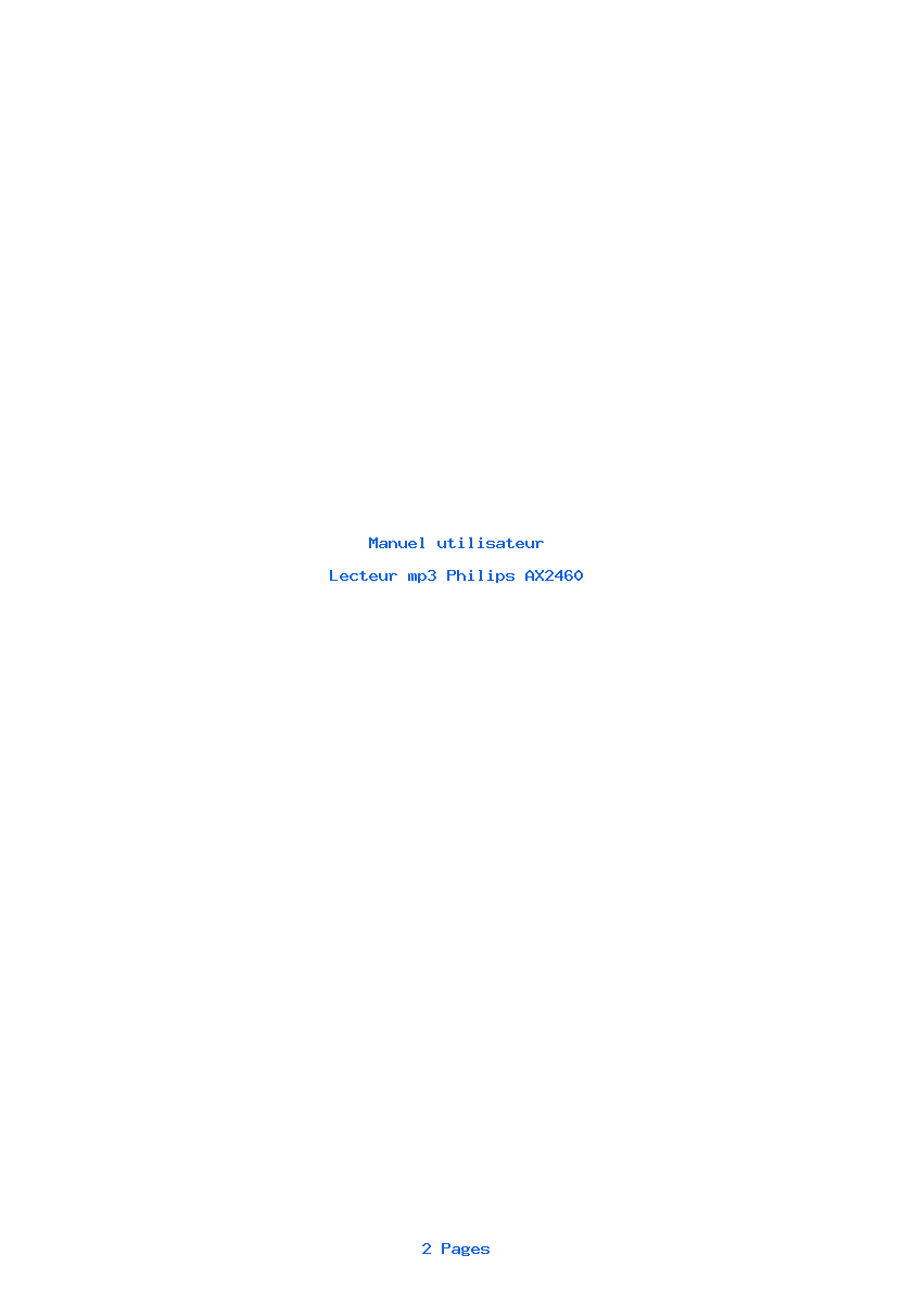 Page 1 de la notice Manuel utilisateur Philips AX2460