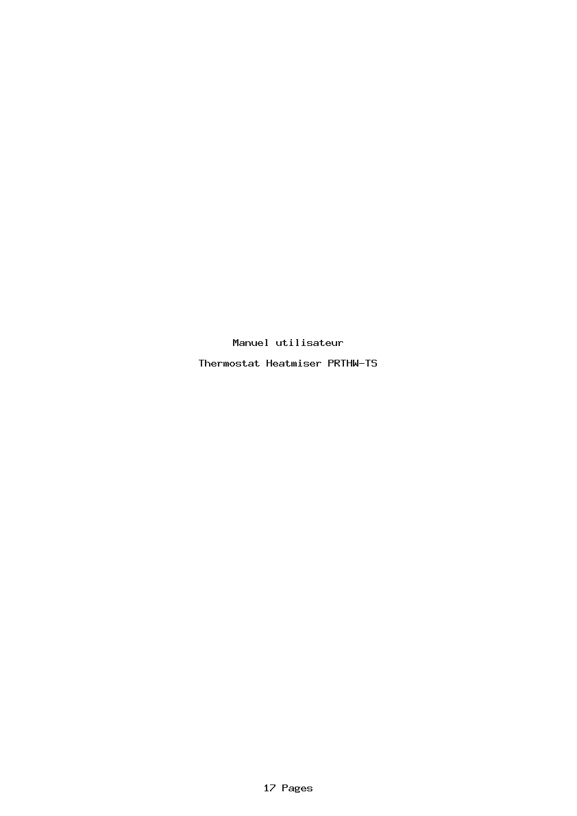 Page 1 de la notice Manuel utilisateur Heatmiser PRTHW-TS