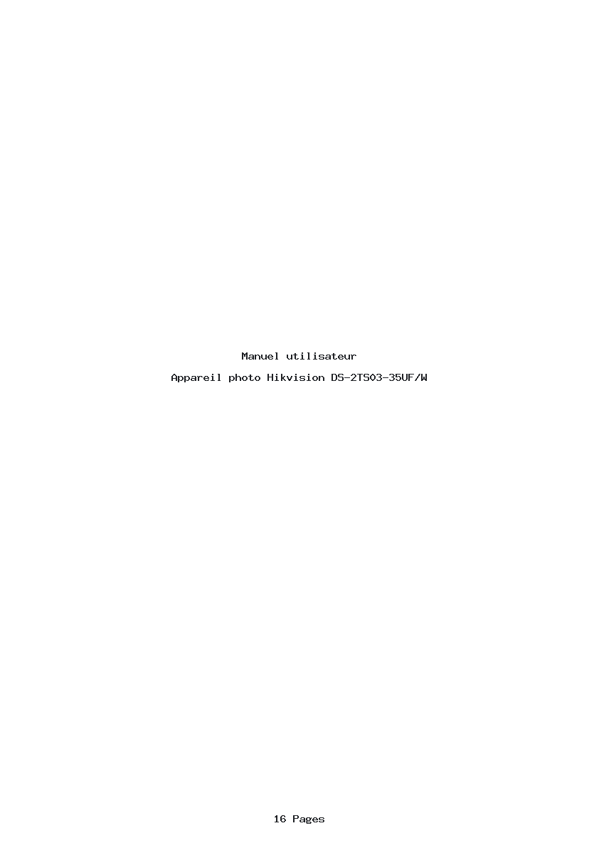 Page 1 de la notice Manuel utilisateur Hikvision DS-2TS03-35UF/W
