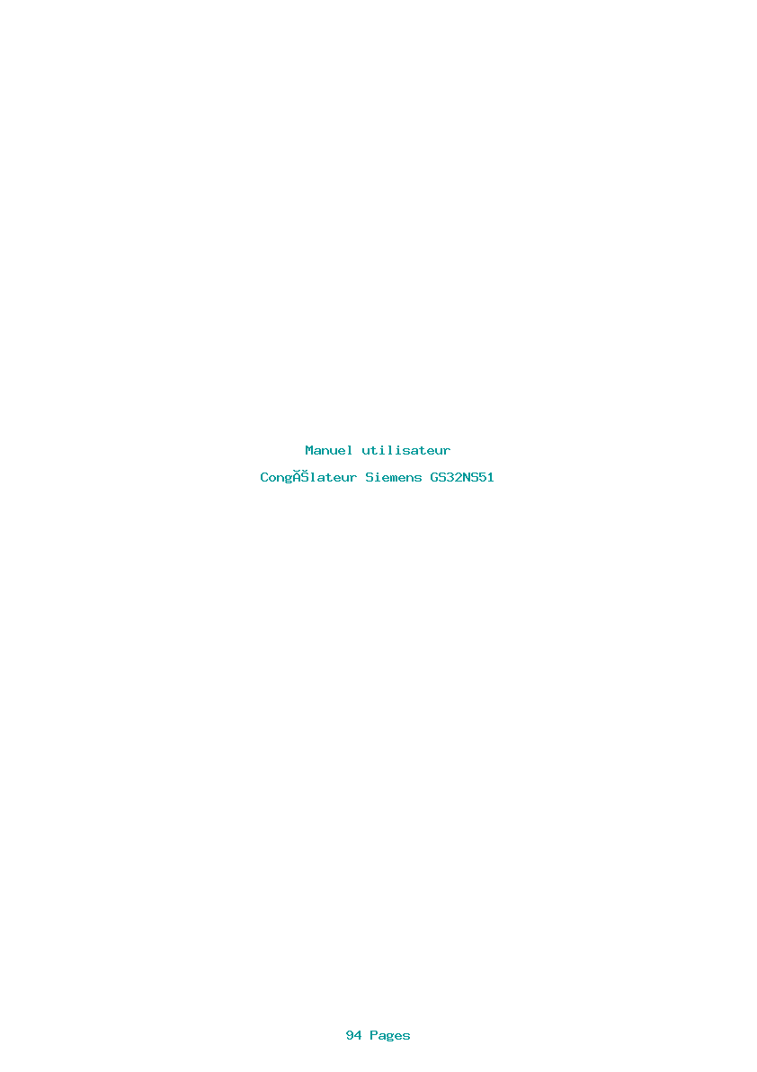 Page 1 de la notice Manuel utilisateur Siemens GS32NS51