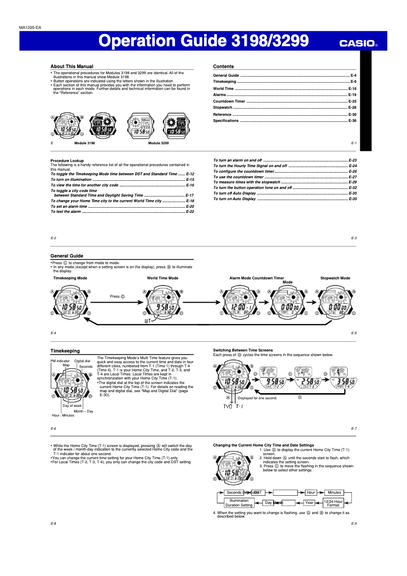 Page 1 de la notice Manuel utilisateur Casio Collection AE-1200WH-1AVEF