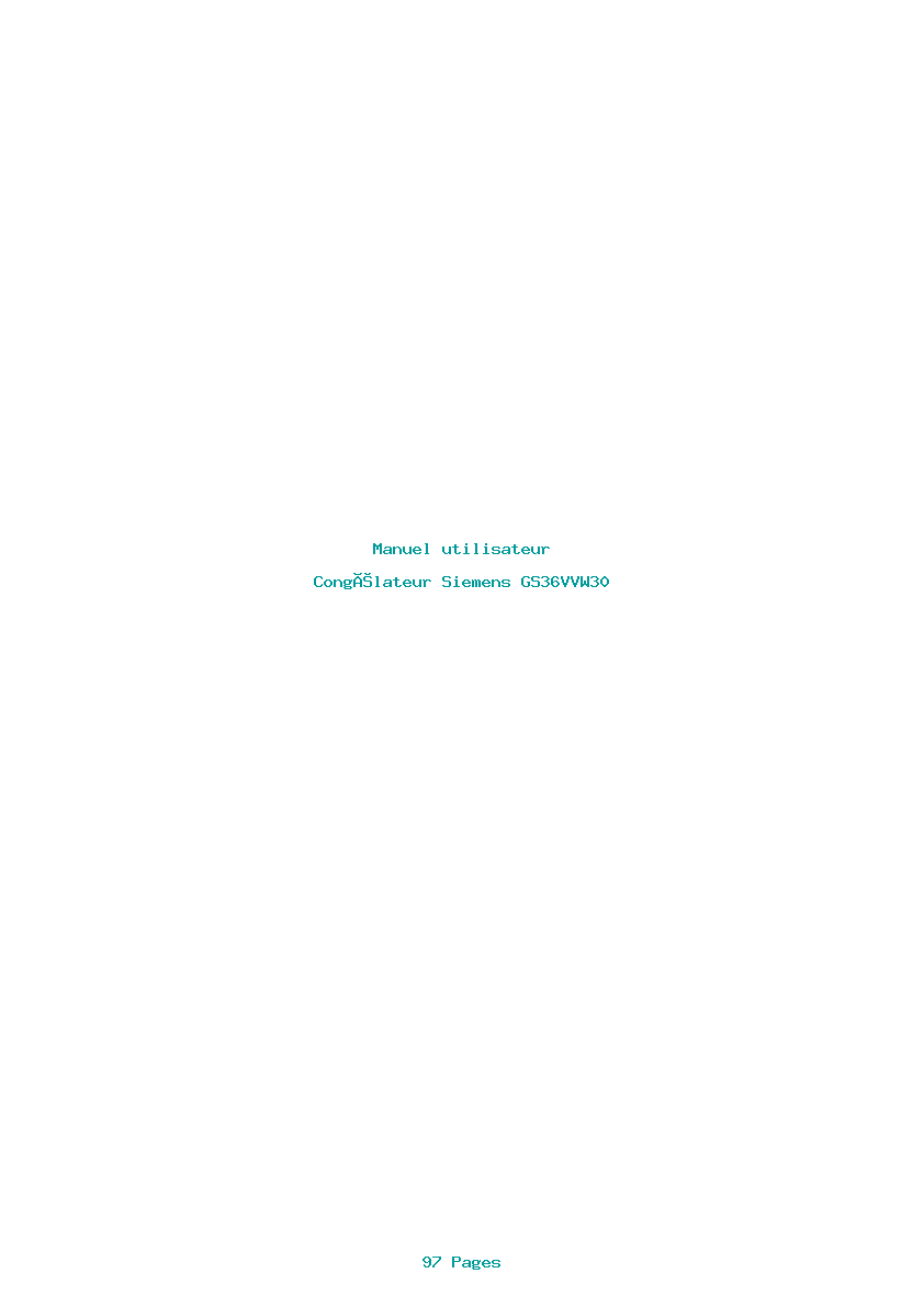 Page 1 de la notice Manuel utilisateur Siemens GS36VVW30