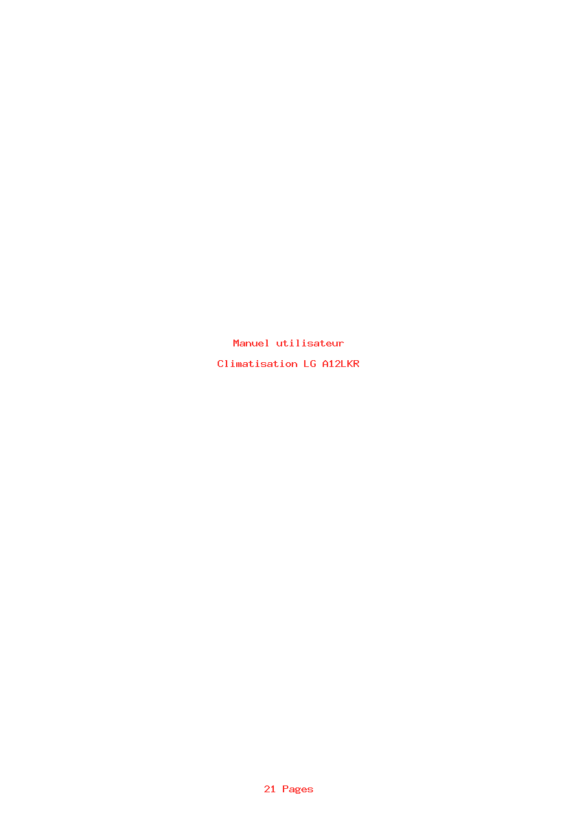 Page 1 de la notice Manuel utilisateur LG A12LKR
