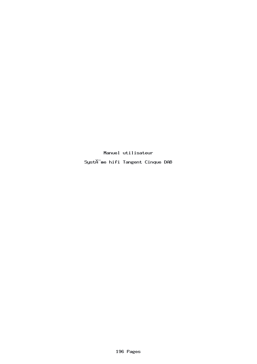 Page 1 de la notice Manuel utilisateur Tangent Cinque DAB