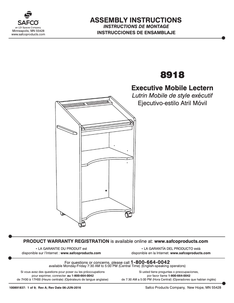 Página 1 del manual Manual de usuario Safco 8918