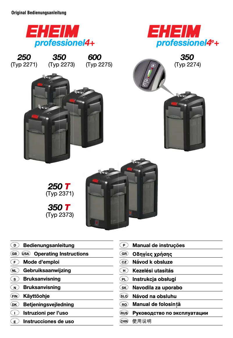 Page 1 de la notice Manuel utilisateur Eheim Professionel 4+ 350T