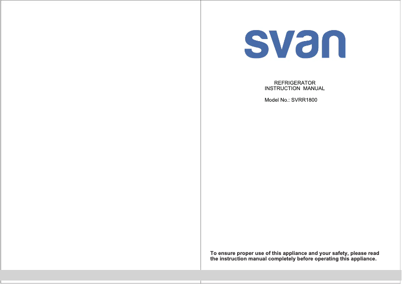 Page 1 de la notice Manuel utilisateur SVAN SVRR1800