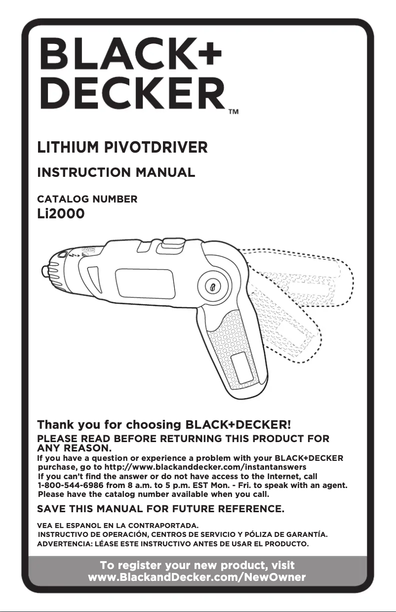 Página 1 del manual Manual de usuario Black & Decker LI2000