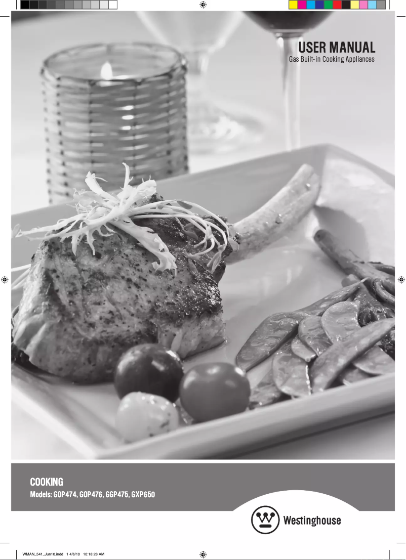 Page 1 de la notice Manuel utilisateur Westinghouse GOP474W