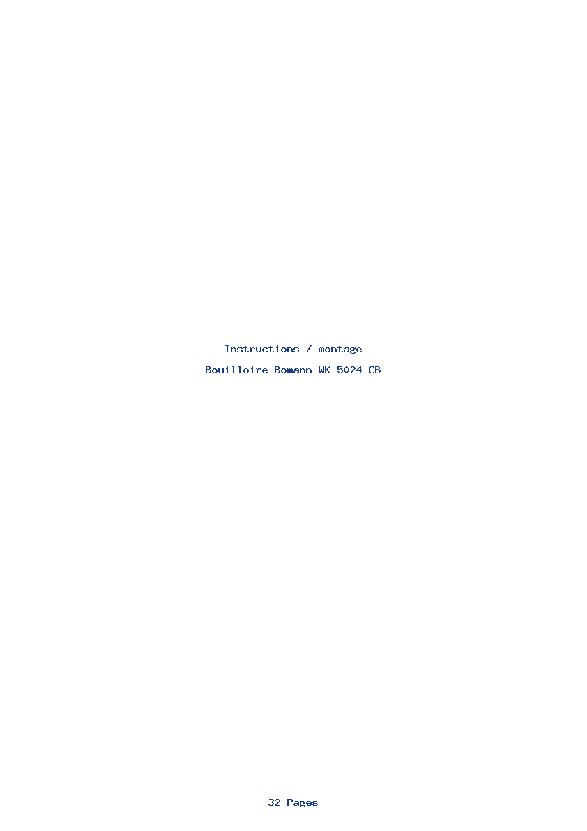 Page 1 de la notice Instructions / montage Bomann WK 5024 CB