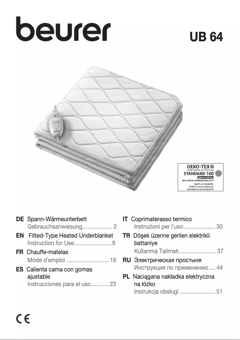 Page 1 de la notice Manuel utilisateur Beurer UB 64