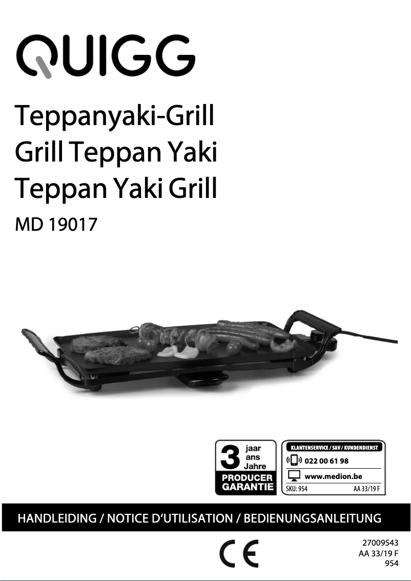 Page 1 de la notice Manuel utilisateur Quigg MD 19017