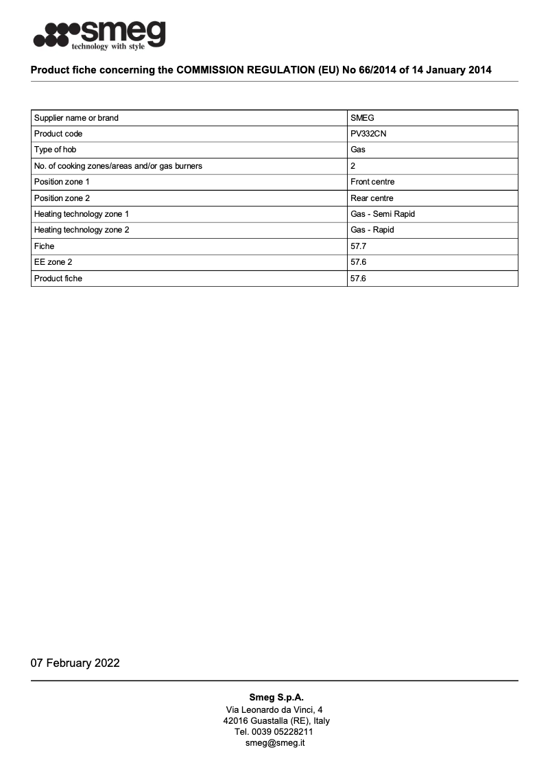 Página 1 del manual Folleto Smeg PV332CN