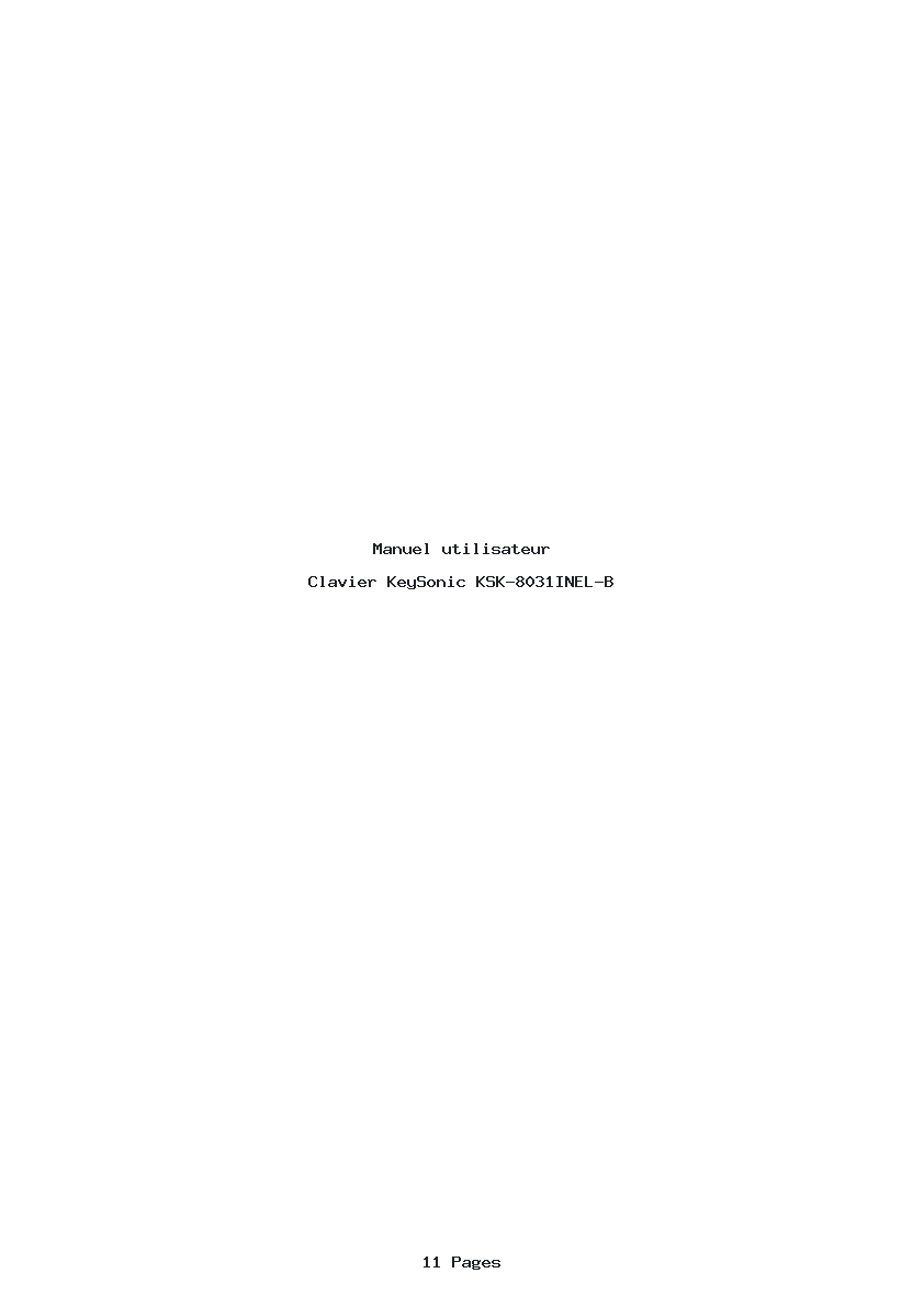 Page 1 de la notice Manuel utilisateur KeySonic KSK-8031INEL-B