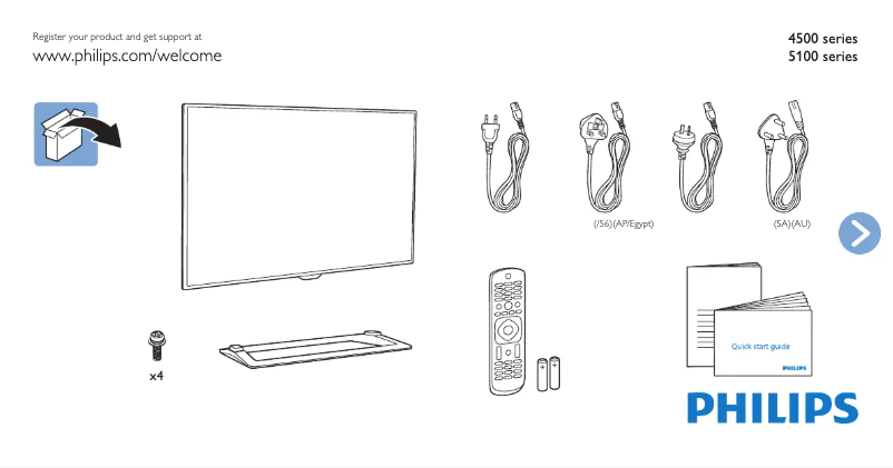 Page n°1 - Guide de démarrage rapide Philips 50PFA4500