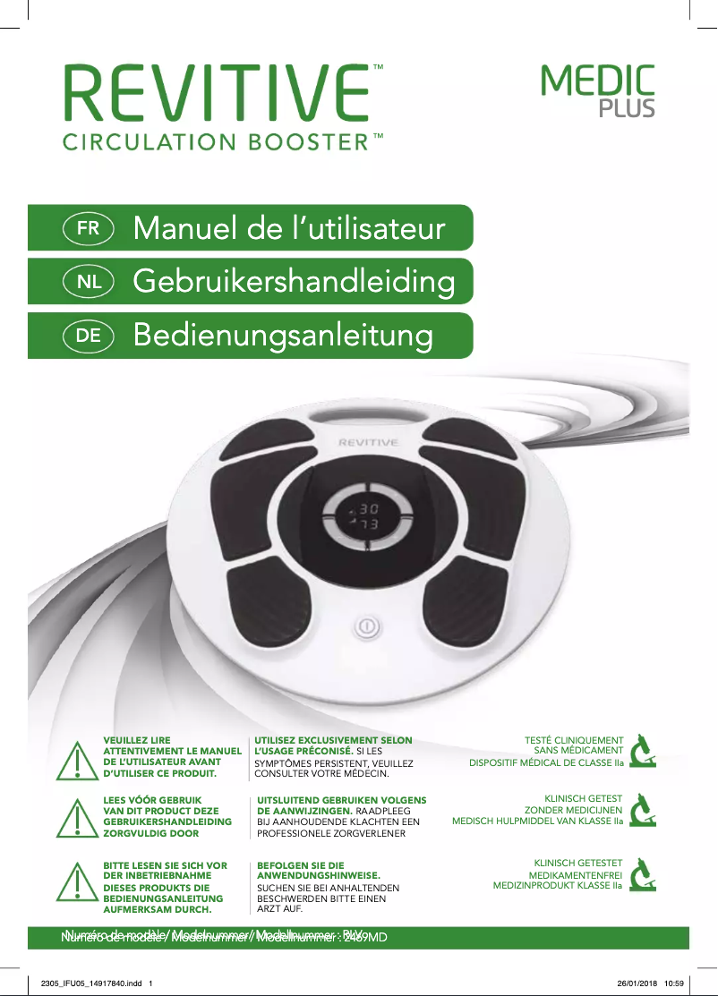 Page 1 de la notice Manuel utilisateur Revitive Medic Plus