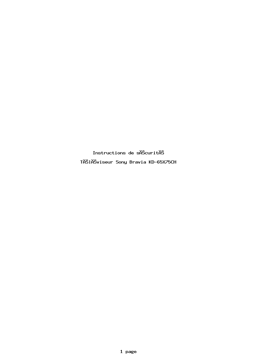 Page 1 de la notice Instructions de sécurité Sony Bravia KD-65X75CH