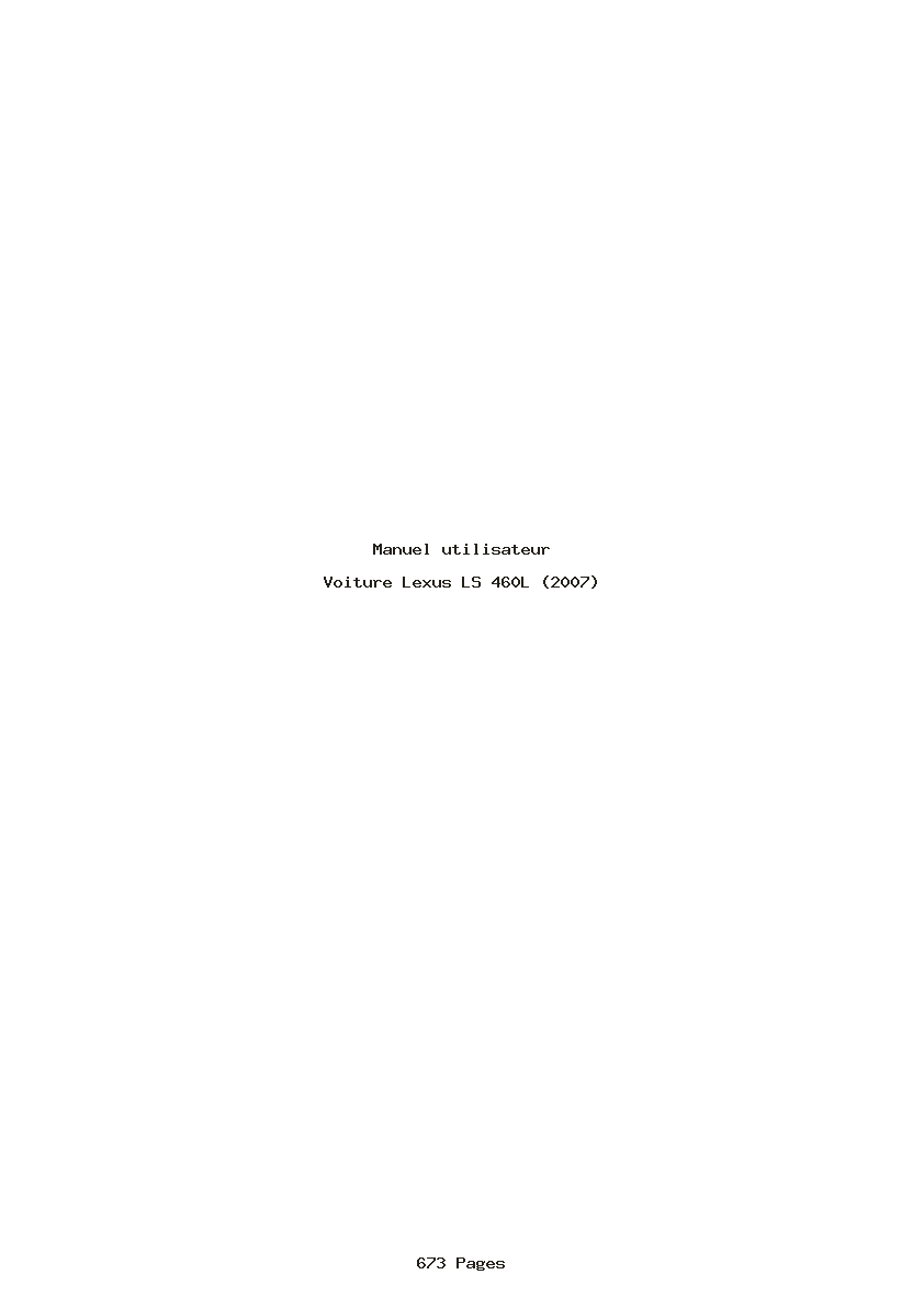 Page 1 de la notice Manuel utilisateur Lexus LS 460L (2007)