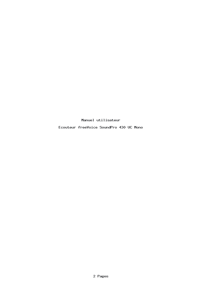 Page 1 de la notice Manuel utilisateur freeVoice SoundPro 430 UC Mono