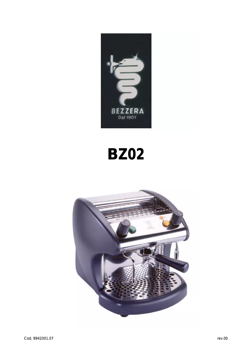 Page 1 de la notice Manuel utilisateur Bezzera BZ02